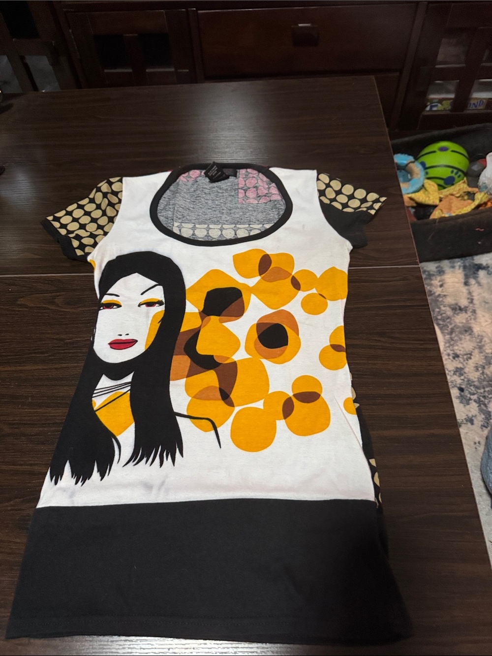 Custo Barcelona White Graphic Tee with Black & Yellow Floral Motif